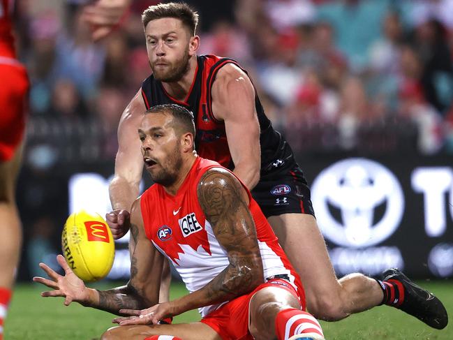 Buddy loves it against the Bombers. Picture: Phil Hillyard