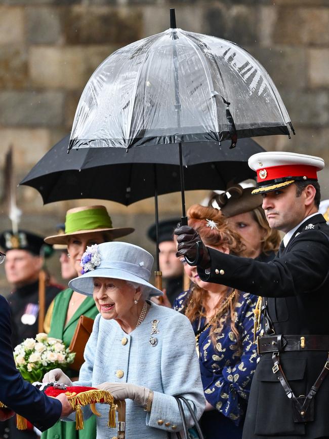 Queen Elizabeth II during the traditional Ceremony of the Keys at Holyroodhouse. Picture: Getty Images.