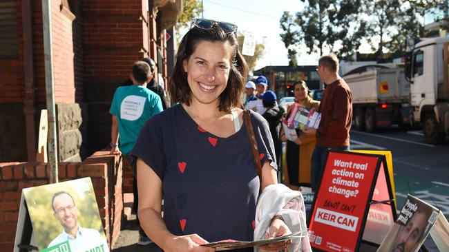 Hanna Davis got her vote in early at the pre-polling booth in Abbotsford. She voted for the Greens. Picture: Josie Hayden