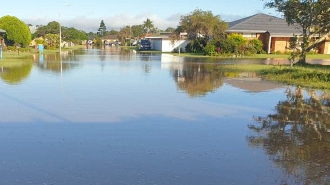 A flooded Catherine Crescent near Ballina Fair Shopping Centre shortly after 9am on Wednesday, March 2, 2022.