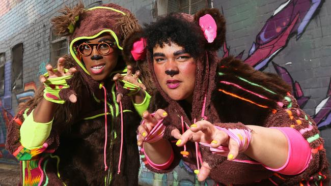 Candy Bowers and Ashleyrose Gilham (left) in the streets of Northcote.