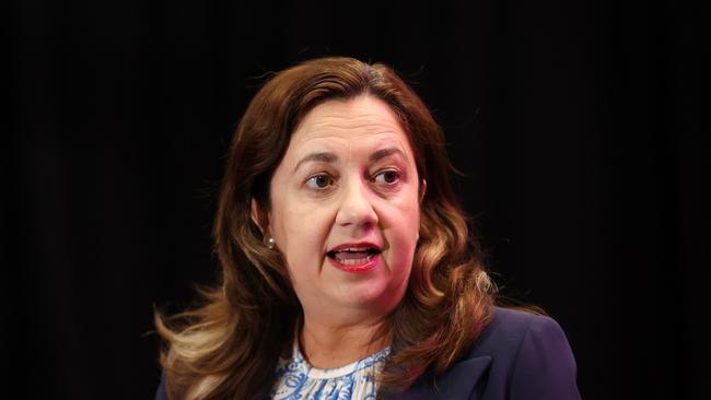 Premier Annastacia Palaszczuk previously said the vaccine mandate would come in sooner if the 80 per cent double-dose rate was reached earlier than expected. Picture: Nigel Hallett