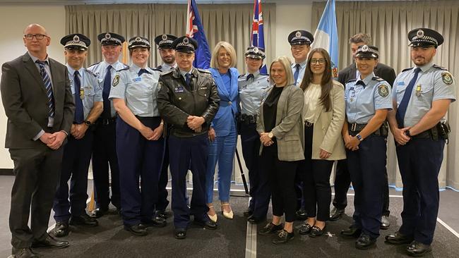 The award recipients from Bankstown Area Command alongside Police Minister Yasmin Catley.