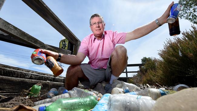 Former Premier Denis Napthine is calling for Victoria to join NSW’s container deposit scheme. Picture: Kylie Else