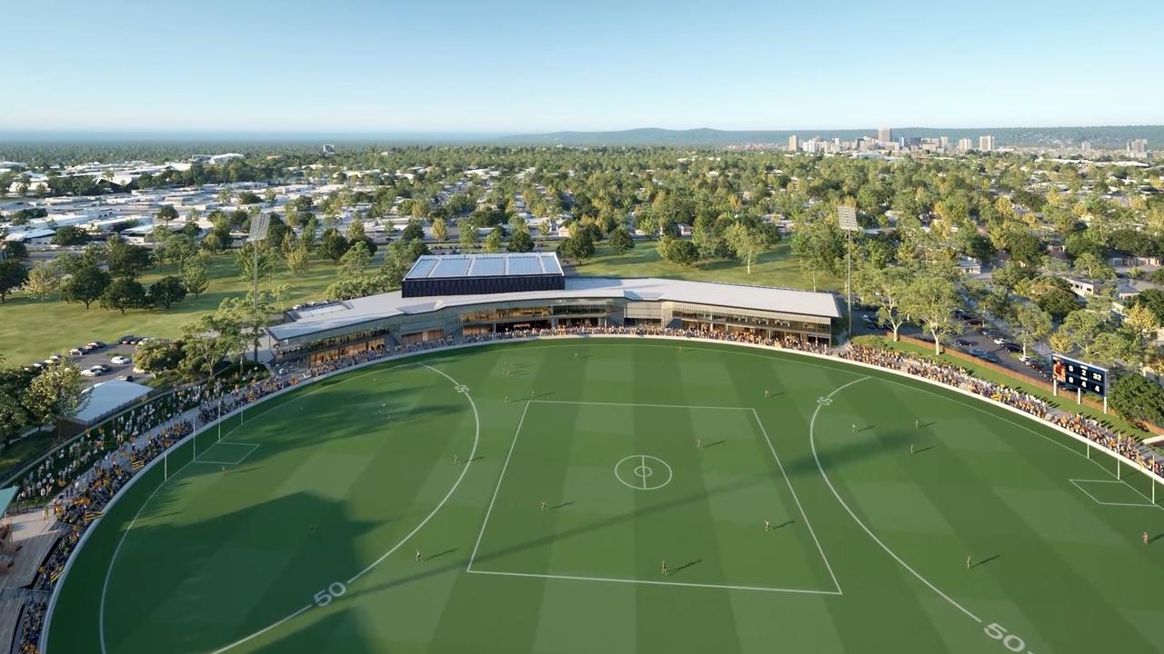 What the Crows’ facility at Thebarton Oval will look like.