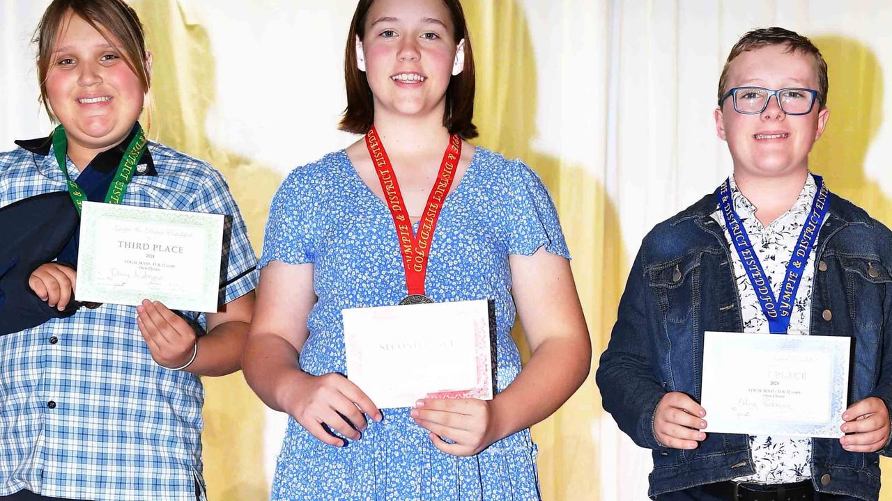 Darcy Laboyrie, Charli Hooper and Ethan Portman at the Gympie and District Eisteddfod. Picture: Patrick Woods.