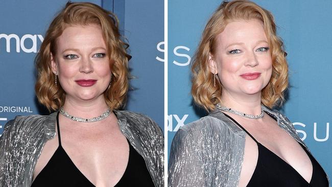 Sarah Snook has unveiled a baby bump on the Succession premiere red carpet.