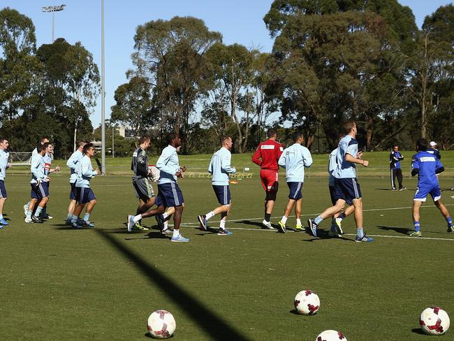 Sydney FC players at their Macquarie Uni training ground.