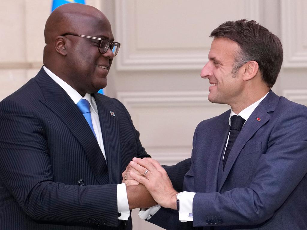 Felix Tshisekedi with French President Emmanuel Macron. Picture: Christophe Ena/AFP