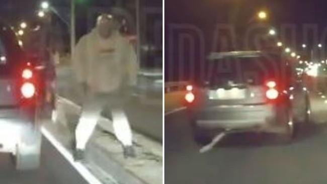 A road rage stand-off has been caught on camera at Port Adelaide, with tempers flaring over use of the right lane. Picture: Dashcams Adelaide