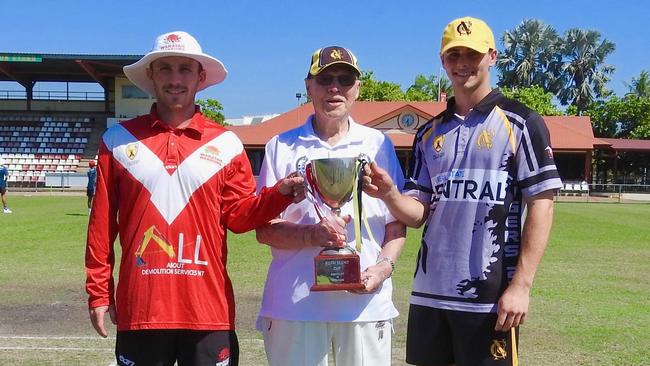 Norm Yeend with Isaac Conway and Michael Kudra. Picture: Waratah Cricket Club.