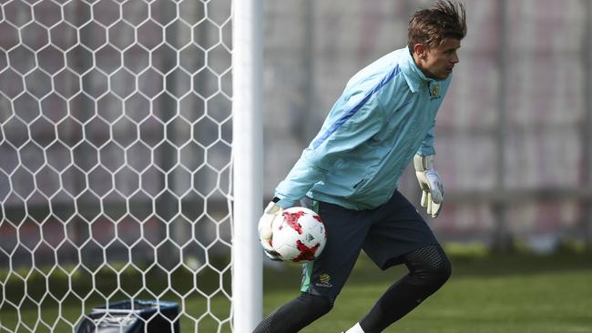 Goalkeeper Mitch Langerak will remain in international retirement. Picture: AP Photo/Denis Tyrin