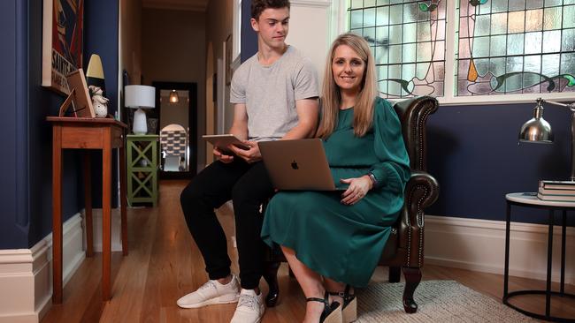 McAfee spokeswoman Alex Merton-McCann with her son Tom says Aussie consumers need to be more careful when adding ‘smart’ products to their homes. Picture: Sam Ruttyn