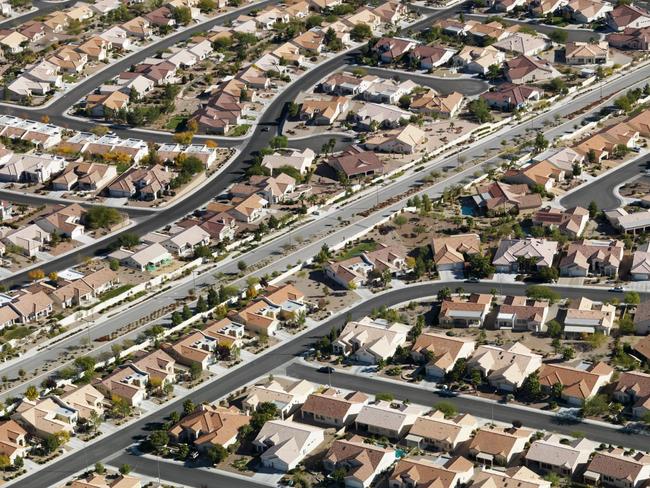 SUBURBIA ... Aerial view of suburban neighborhood urban sprawl in Las Vegas, Nevada.