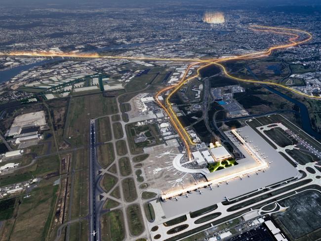 Render of new terminal plan for Brisbane Airport ., Airport City