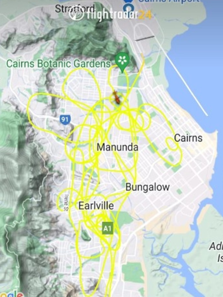 The flight path of the Nautilus Aviation helicopter sent to track stolen cars earlier this year. Picture: Supplied