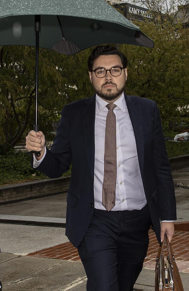 Bruce Lehrmann, the man accused of sexually assaulting former Liberal staffer Brittany Higgins, arrivest at the ACT Supreme Court today. Picture: NCA NewsWire / Gary Ramage