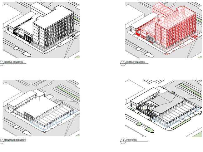 Scale of what will be demolished and retained.