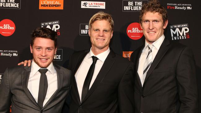 Jack Steven, Nick Riewoldt and Ben McEvoy at an AFL Players Association Awards night.