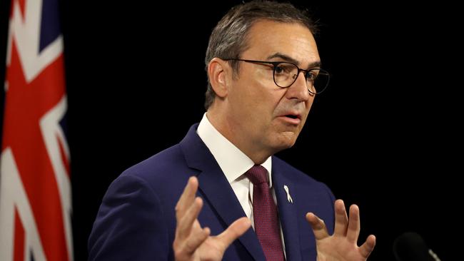 Premier Steven Marshall on Friday, when authorities revealed a hotel kitchen hand lied when he said he’d only bought a pizza from the Woodville Pizza bar when in fact he worked ehre. Photo by Kelly Barnes/Getty Images.