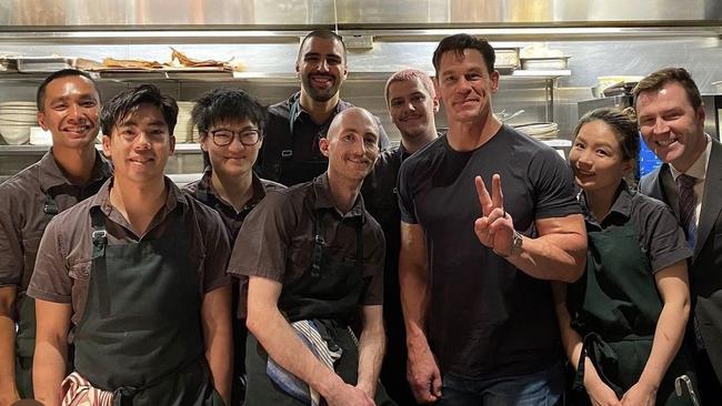 John Cena visits Melbourne restaurant Aru. Picture: Instagram