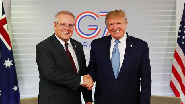 Scott Morrison and Donald Trump at the G7 summit in Biarritz last month. Picture: Adam Taylor / PMO