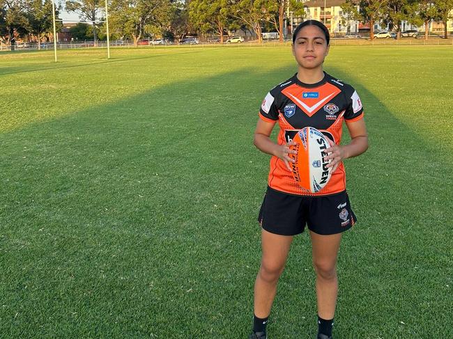 Ella Ropata of the Wests Tigers Lisa Fiaola Cup side. Photo: Contributed