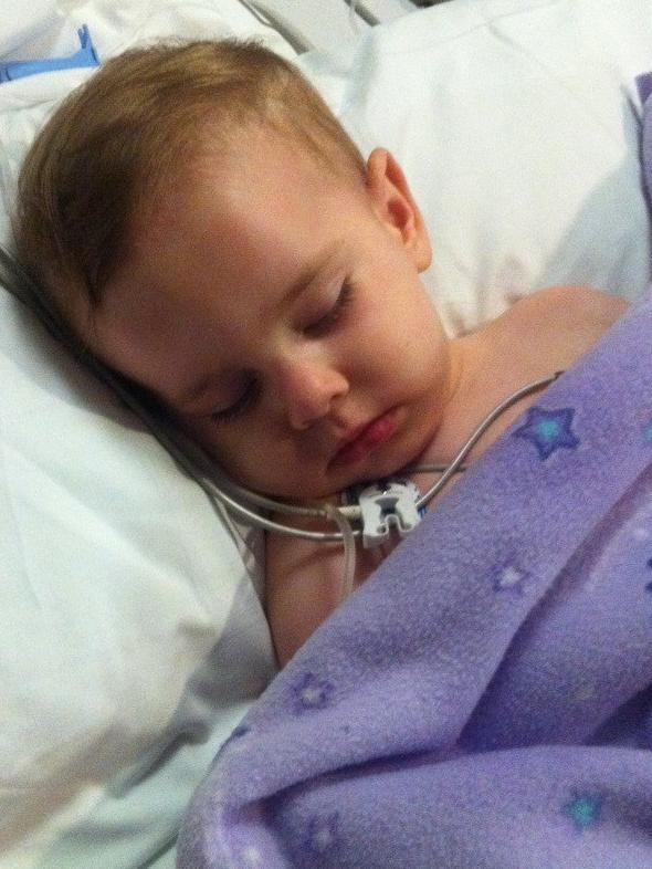 Burnie toddler Charlotte Treloar in hospital. Picture: SUPPLIED