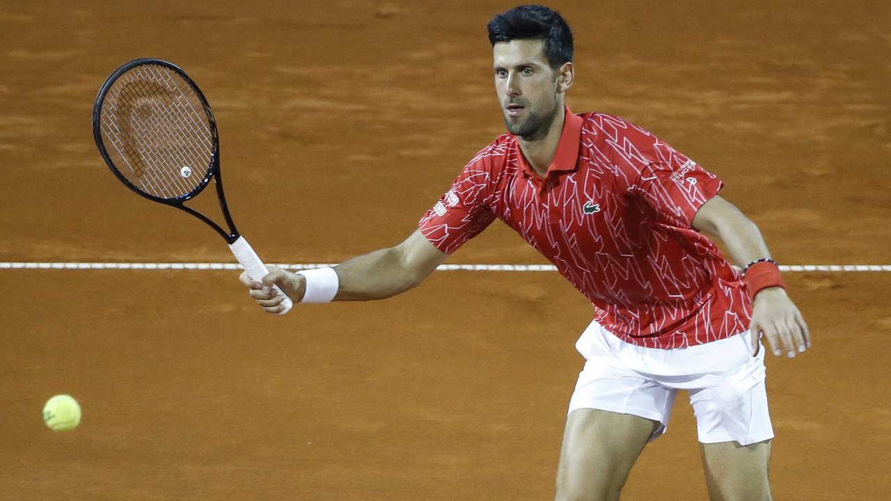 Novak Djokovic’s controversial tournament rolls on. (Photo by Srdjan Stevanovic/Getty Images)