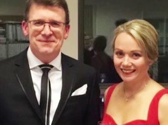 Federal member of Parliament Alan Tudge arrives at the 2017 Mid-Winter Ball in the company of Liberal staffer Rachelle Miller who he was having an affair with. Picture: ABC/Four Corners