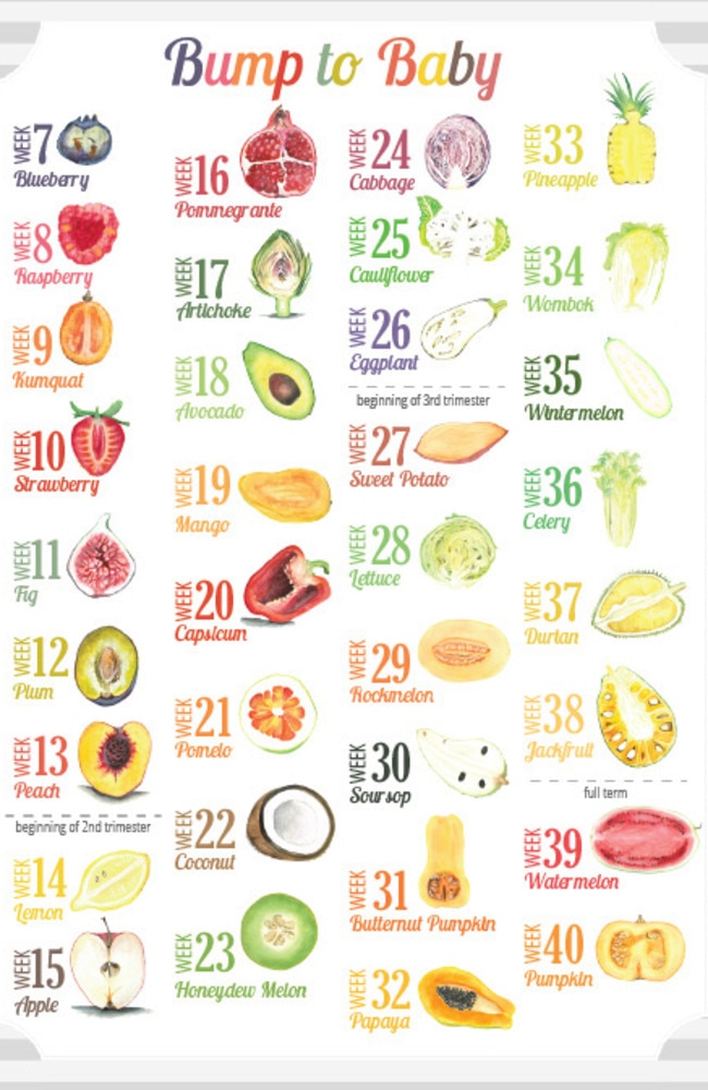 Baby Size Comparison with Fruits & Vegetables – Week by Week