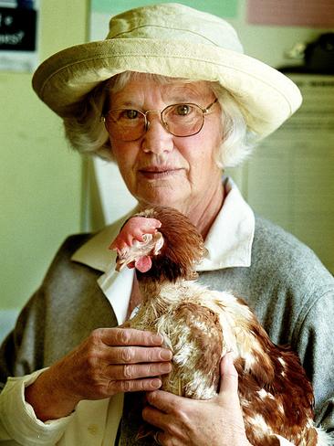 Veteran animal rights protester Pam Clarke who has campaigned against battery farms for 30 years.