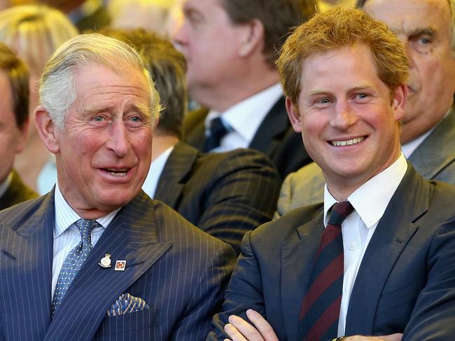 The then Prince Charles with Prince Harry during the Invictus Games Opening Ceremony. Picture: Getty Images