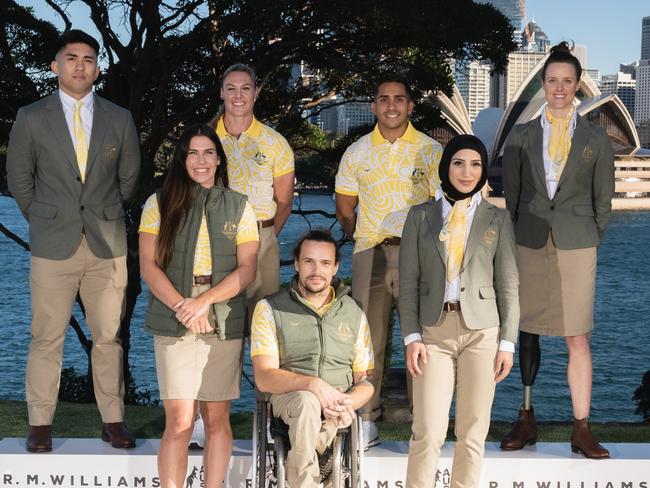 R.M.Williams Commonwealth Games Australia Uniform Unveiling. Pictured top (l-r) Ridge Barredo – Weightlifting, Sharni Williams OAM – Rugby 7s, Maurice Longbottom – Rugby 7s, Ellie Cole OAM – Para-swimming. Pictured bottom (l-r) Charlotte Caslick OAM – Rugby 7s, Jake Lappin – Para-athletics and Tina Rahimi – Boxing