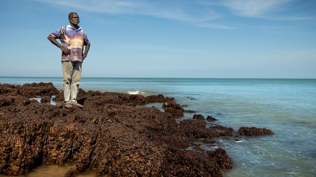 Tiwi senior lawman Dennis Tipaklippa’s landmark victory invalidated Santos’s approval to drill for gas in Tiwi sea country. Picture: Environmental Defenders Office