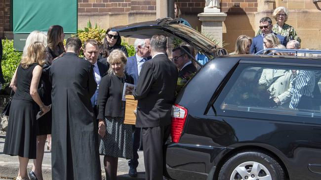 Mourners at the funeral at Rose Bay’s Mary Magdalene Church. Picture: NewsWire / Simon Bullard