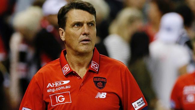 Melbourne coach Paul Roos after the loss. Picture: George Salpigtidis