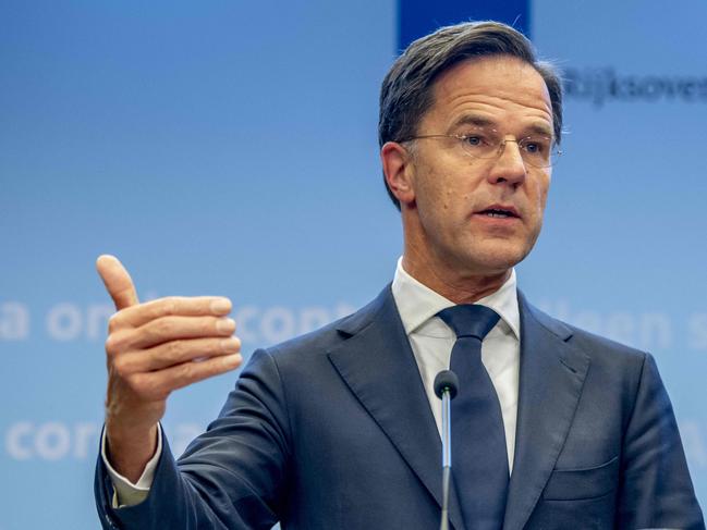 Dutch Prime Minister Mark Rutte gives a press conference about new coronavirus measures to stop the spread of the Omicron variant, in The Hague. Picture: AFP