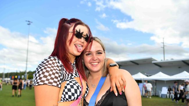 Issy Adams and Olivia Jemmett at Groovin the Moo, Sunshine Coast 2023. Picture: Patrick Woods.