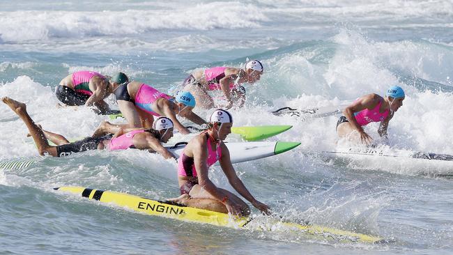 Some of the youngest athletes at the event in the pathway board race.