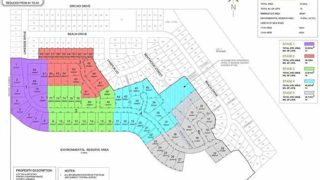 Site development plans for the proposed lot conversion at Burrum Heads, near Beach Dr. Picture: Contributed