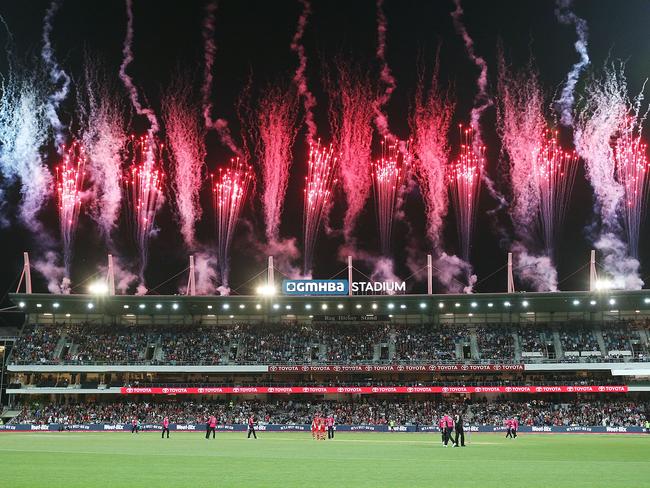 A fireworks display in Geelong.