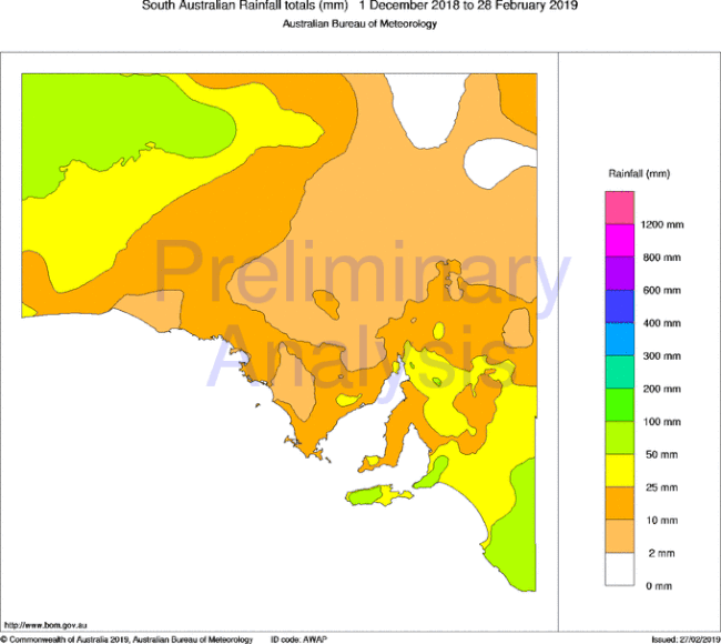 Observed total rainfall from December 1 to February 28.