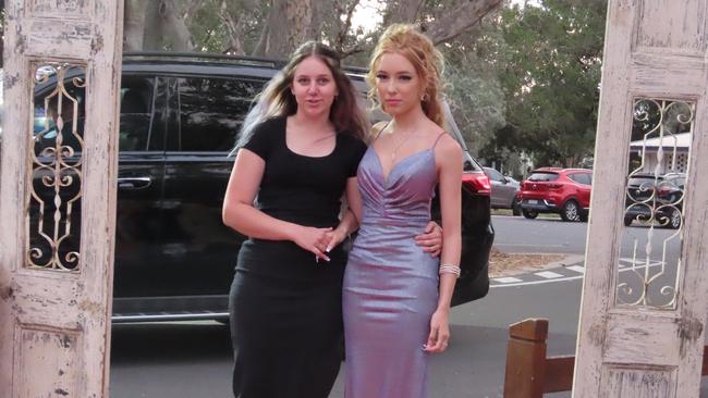 Tahlia Bergerson and Jessame Hand at the Hervey Bay State High School formal.