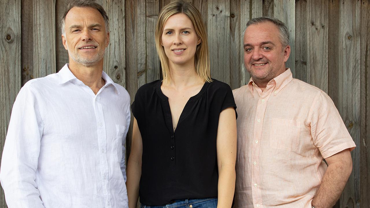 Silje Dreyer and her co-founders Tim Nicholas (left) and David Wareing. Picture: Supplied