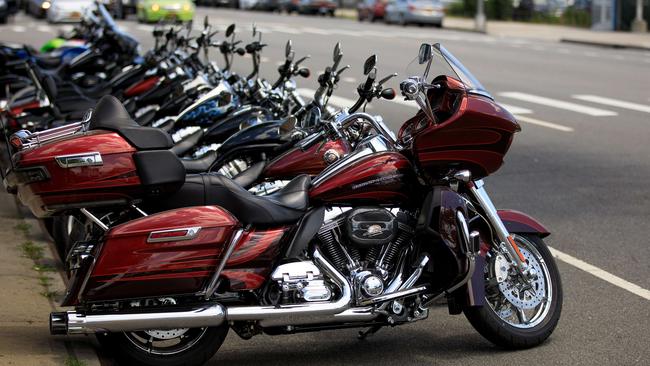 Harley-Davidson motorcycles outside a New York showroom. Pic: Getty Images