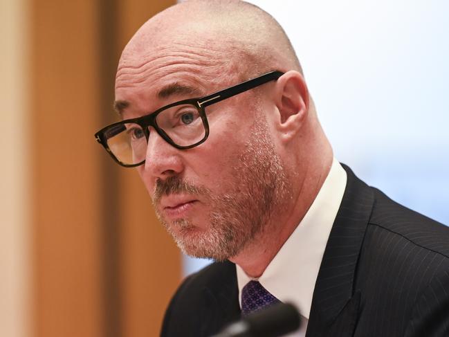 CANBERRA, AUSTRALIA, NewsWire Photos. OCTOBER 12, 2023: Former PwC boss Luke Sayers fronts a Senate inquiry into consultancy services at Parliament House in Canberra. Picture: NCA NewsWire / Martin Ollman