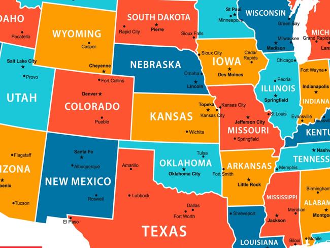 High detailed vector map of USA with borders, states and cities. Illustration contains USA national flag and navigational icons. Picture: istock