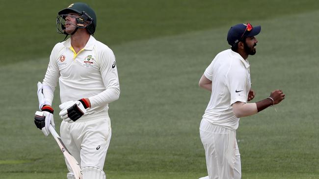 Josh Hazlewood after being the last man out for Australia. Picture: AP