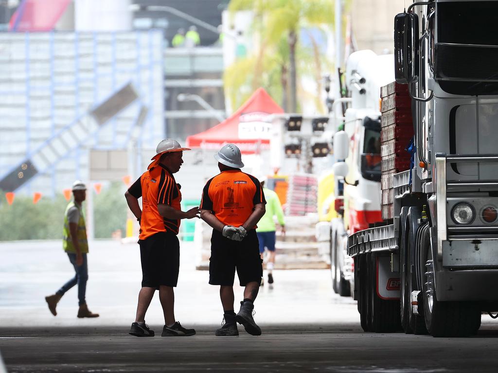 Workers worked off a Queen's Wharf site Brisbane last week after an asbestos scare. Picture: Liam Kidston.